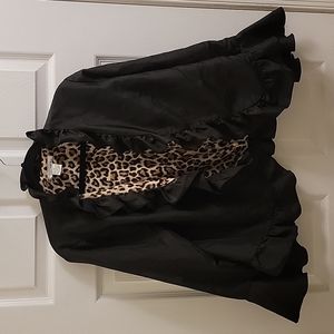 New York & Company/WD.NY Ruffle Animal Print Jacket Size 14